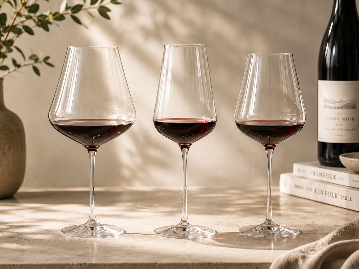 Lightweight clear glassware with refined silhouettes