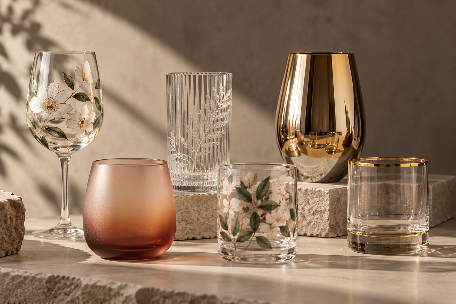 Decorative finishing on glassware