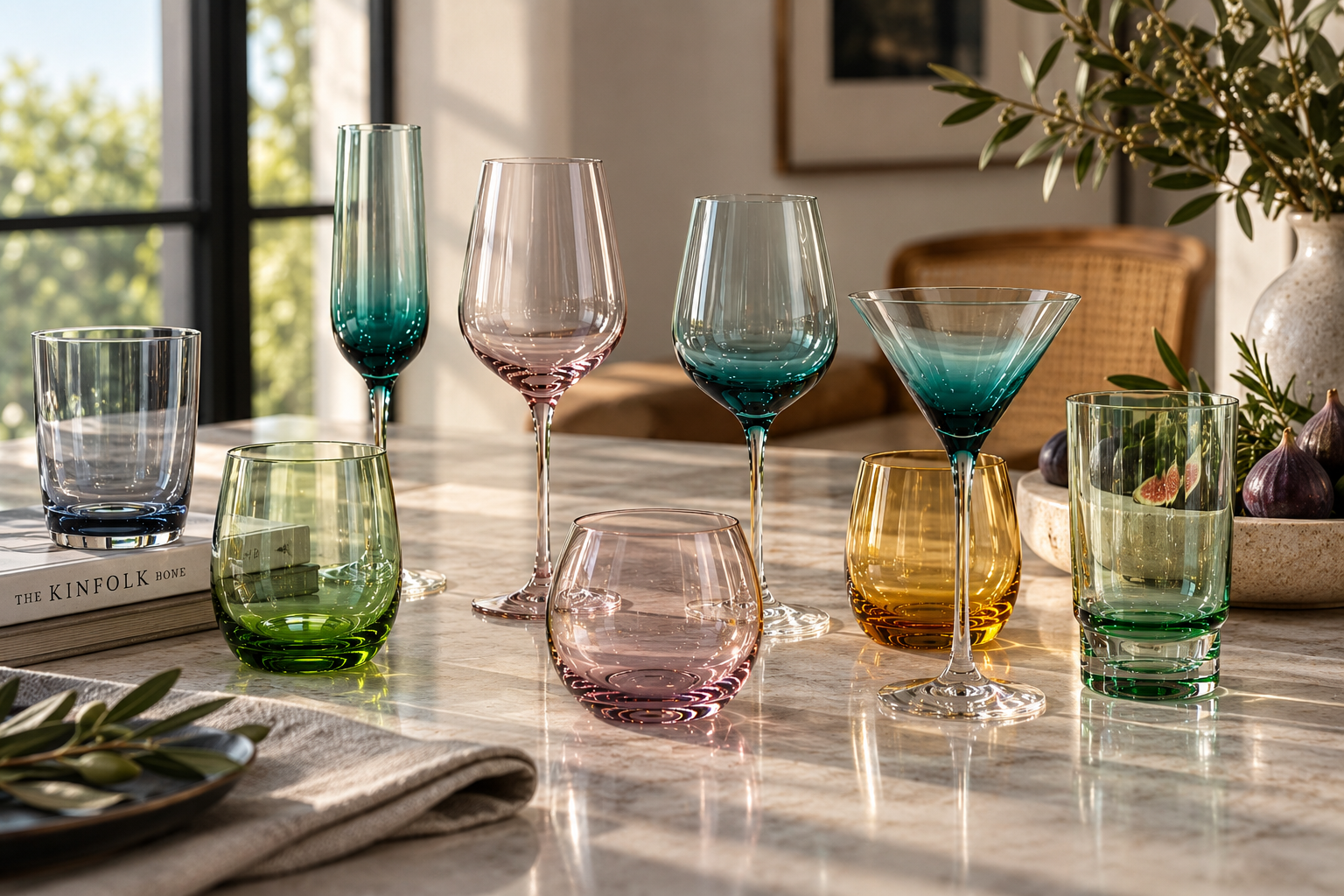 Close-up of premium integrated-color glassware