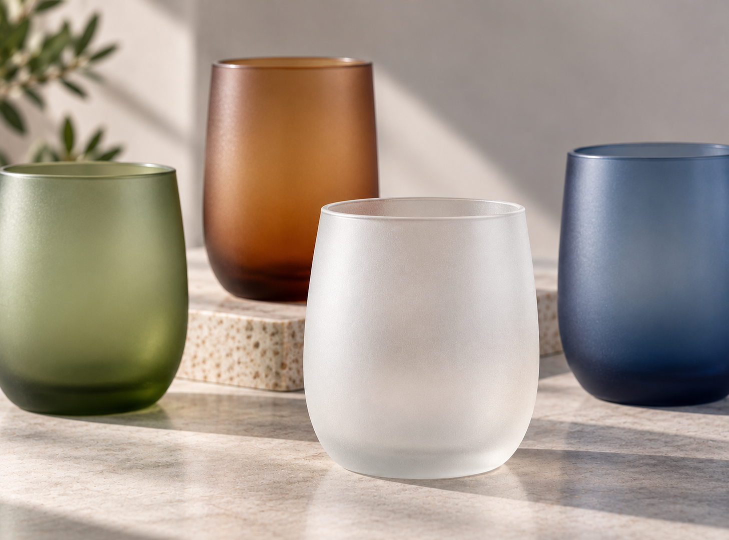 Frosted and tactile finished glassware