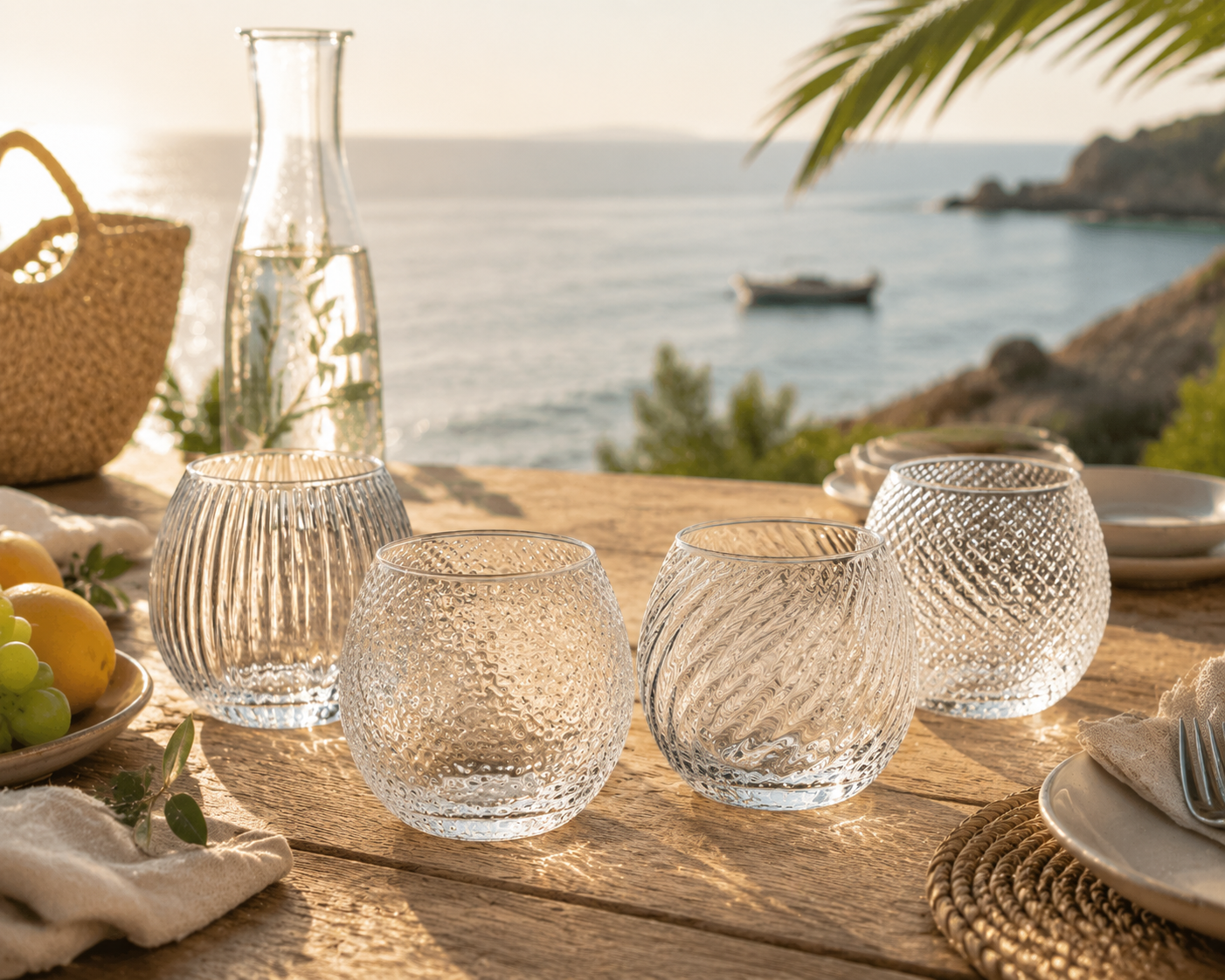 Textured tumblers and drinking glasses